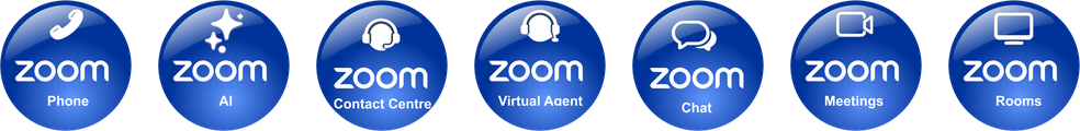 Zoom Phone, AI, Contact Centre, Virtual Agent, Chat, Meetings and Rooms